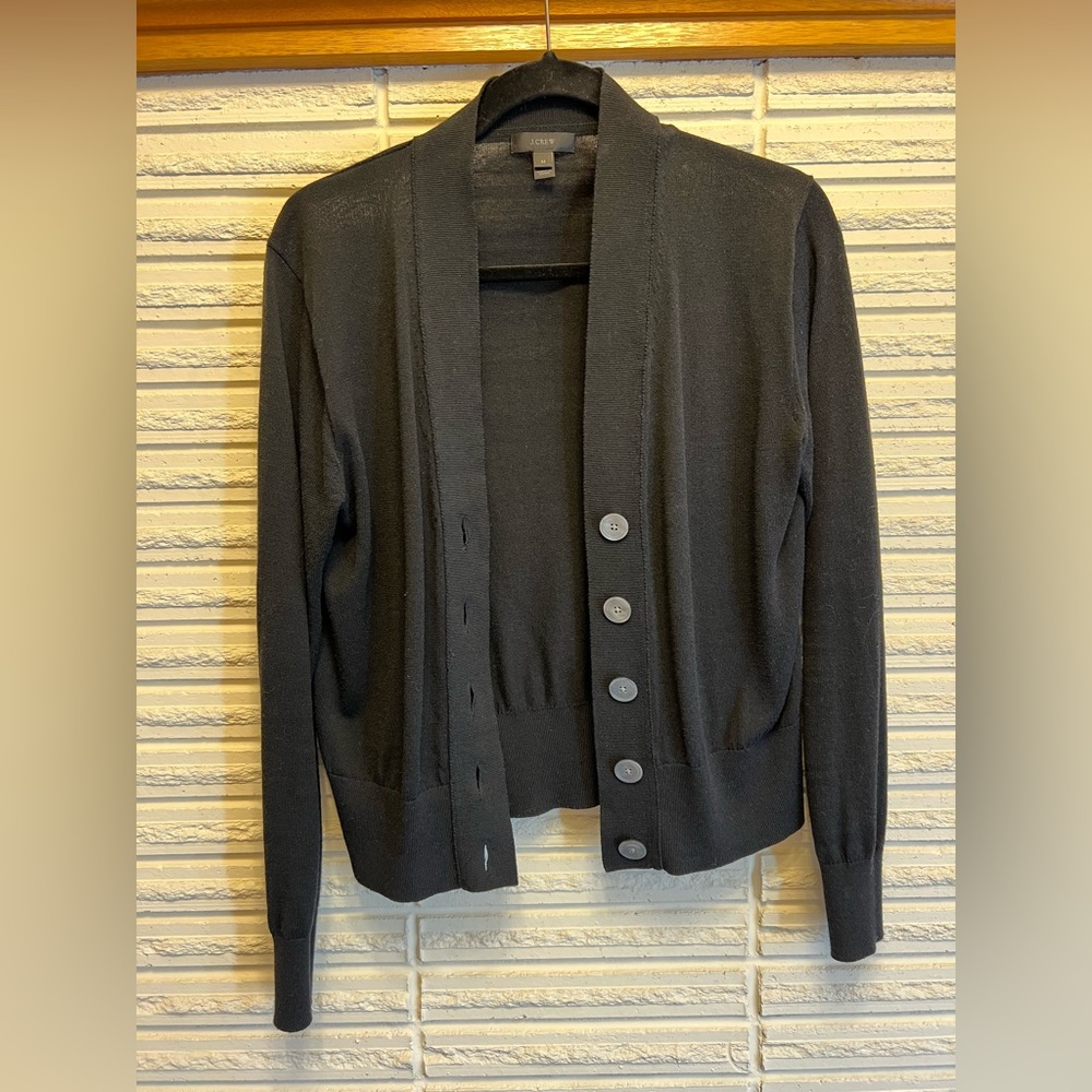 J. Crew Cropped Cardigan Black Medium